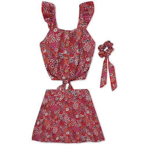 speechless服装|big girls floral tie front scooter, 3 piece set